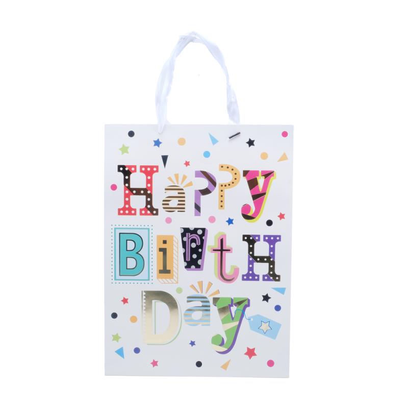 Gift Bag Happy Birthday - 26x32x10cm (Medium) 4 Assorted Colours