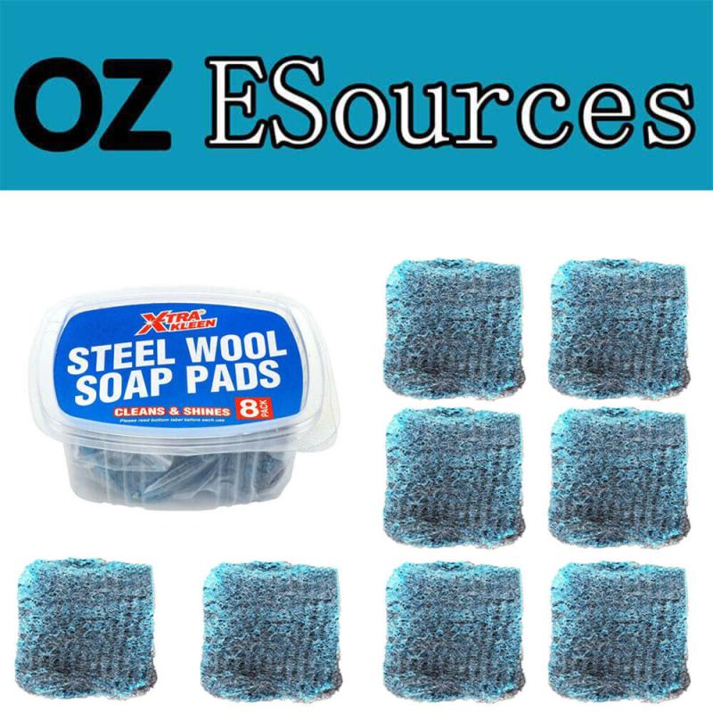 Scourer Steel Wool Soap Pads 8pk