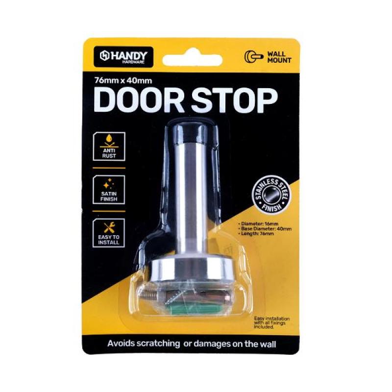 Door Stopper Stainless Steel 76mm x 40mm (Includes 2 Screws)